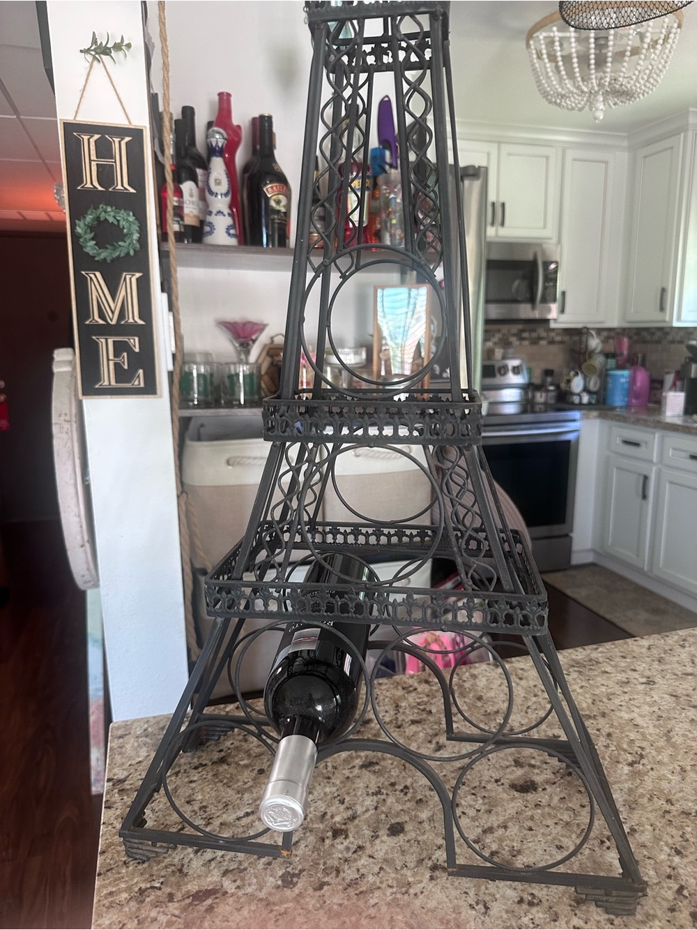 Eiffel Tower Wine Bottle Holder - Black Metal